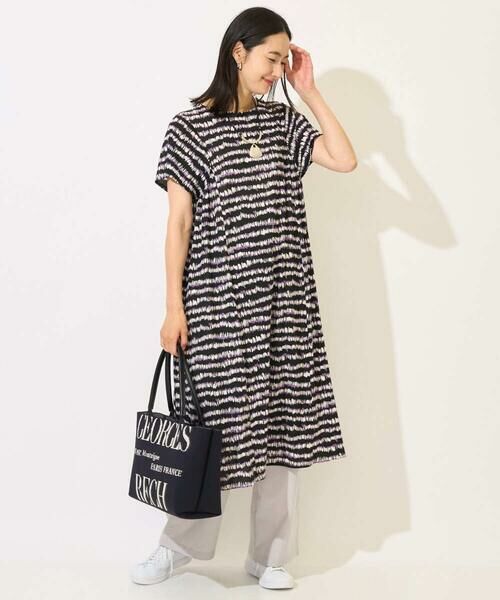 GEORGES RECH / ジョルジュ・レッシュ ロング・マキシ丈ワンピース | [日本製]ランダムボーダーAラインジャージーワンピース | 詳細9