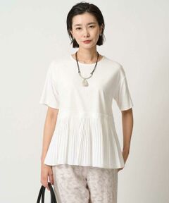 GEORGES RECH / ジョルジュ・レッシュ カットソー | レーヨンプリーツ切替ペプラムカットソー