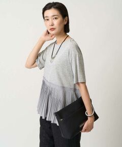 GEORGES RECH / ジョルジュ・レッシュ カットソー | レーヨンプリーツ切替ペプラムカットソー