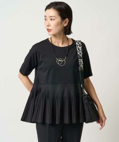 GEORGES RECH / ジョルジュ・レッシュ カットソー | レーヨンプリーツ切替ペプラムカットソー