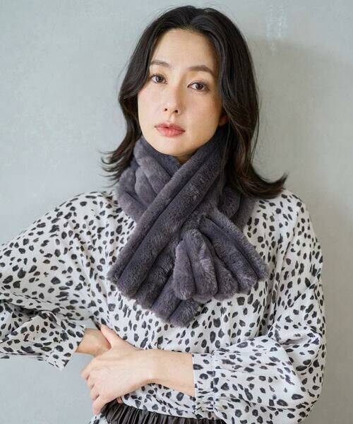 GEORGES RECH / ジョルジュ・レッシュ マフラー・ショール・スヌード・ストール | ストライプフェイクファーティペット | 詳細1