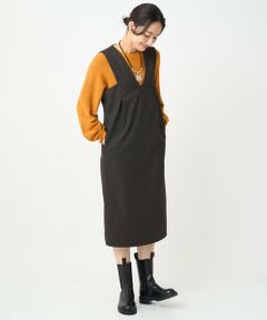 GEORGES RECH / ジョルジュ・レッシュ ロング・マキシ丈スカート | ストライプVネックジャンパースカート