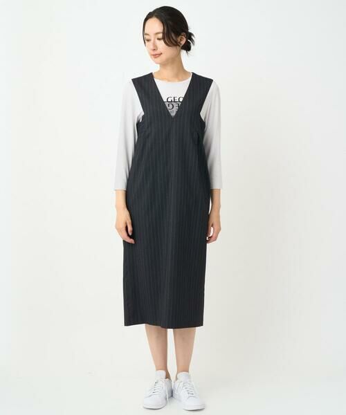 GEORGES RECH / ジョルジュ・レッシュ ロング・マキシ丈スカート | ストライプVネックジャンパースカート | 詳細1