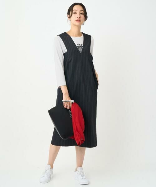 GEORGES RECH / ジョルジュ・レッシュ ロング・マキシ丈スカート | ストライプVネックジャンパースカート | 詳細10