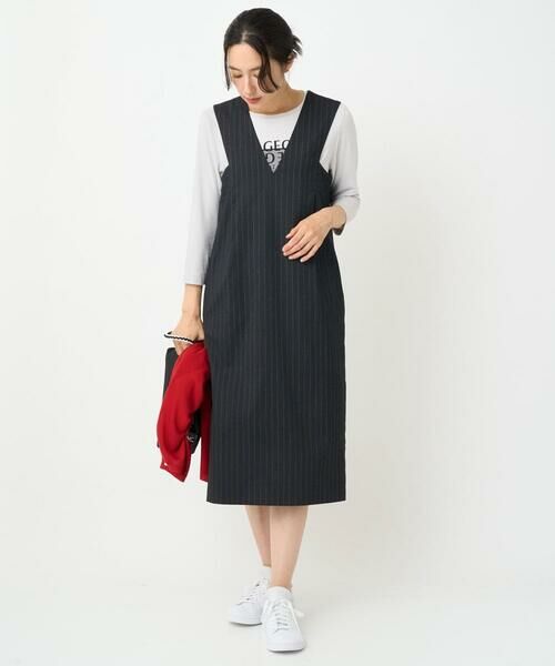 GEORGES RECH / ジョルジュ・レッシュ ロング・マキシ丈スカート | ストライプVネックジャンパースカート | 詳細11