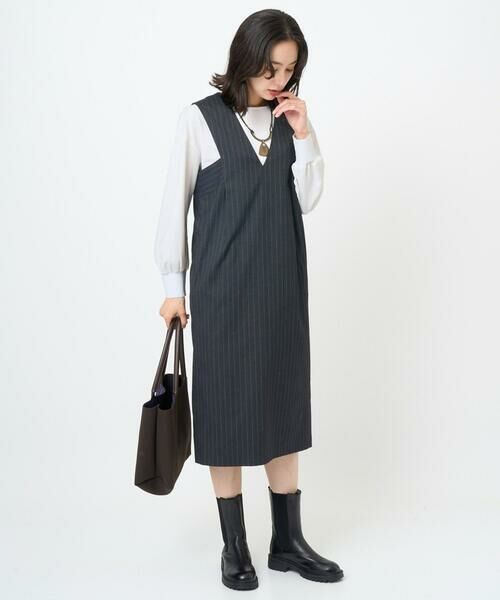 GEORGES RECH / ジョルジュ・レッシュ ロング・マキシ丈スカート | ストライプVネックジャンパースカート | 詳細14