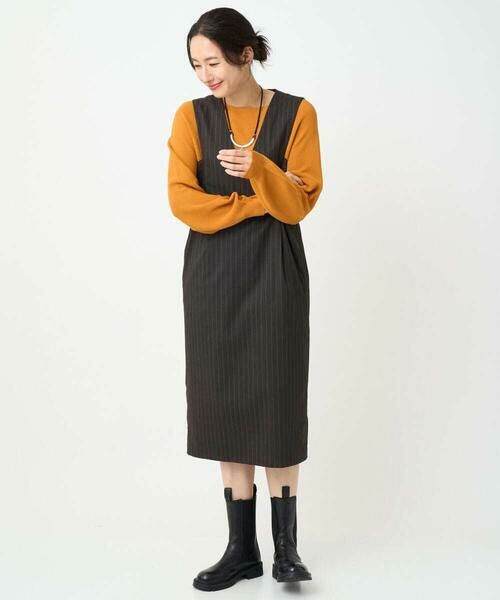 GEORGES RECH / ジョルジュ・レッシュ ロング・マキシ丈スカート | ストライプVネックジャンパースカート | 詳細16