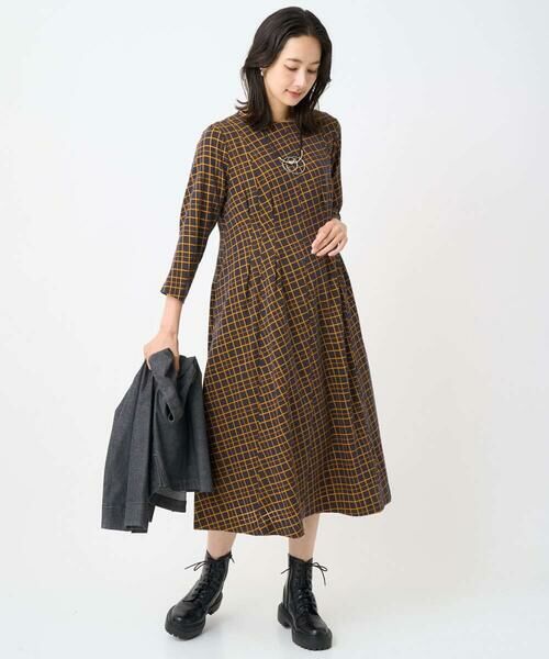 GEORGES RECH / ジョルジュ・レッシュ ロング・マキシ丈ワンピース | Aラインオパールチェックワンピース | 詳細14