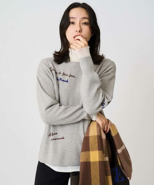 GEORGES RECH/ジョルジュ・レッシュ ロゴ刺繍ウールニット グレー M