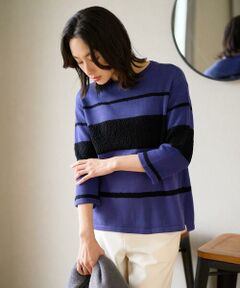 GEORGES RECH / ジョルジュ・レッシュ ニット・セーター | スラブボーダー8分袖ニット