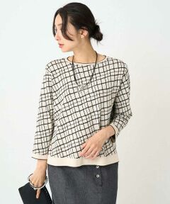 GEORGES RECH / ジョルジュ・レッシュ ニット・セーター | [日本製]配色デザイン8分袖ジャージーニット