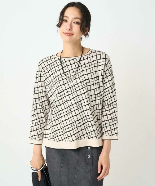 GEORGES RECH / ジョルジュ・レッシュ ニット・セーター | [日本製]配色デザイン8分袖ジャージーニット | 詳細4