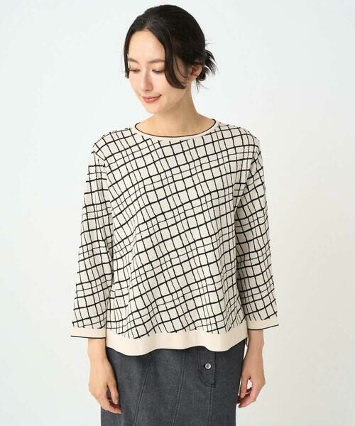 GEORGES RECH / ジョルジュ・レッシュ ニット・セーター | [日本製]配色デザイン8分袖ジャージーニット | 詳細5