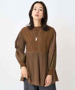 GEORGES RECH / ジョルジュ・レッシュ ニット・セーター | プリーツ切替ケーブルチュニックニット