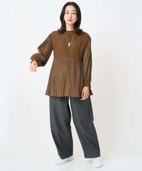 GEORGES RECH / ジョルジュ・レッシュ ニット・セーター | プリーツ切替ケーブルチュニックニット | 詳細12
