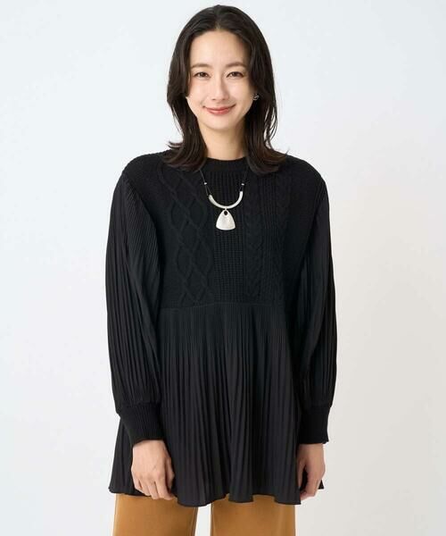 GEORGES RECH / ジョルジュ・レッシュ ニット・セーター | プリーツ切替ケーブルチュニックニット | 詳細2