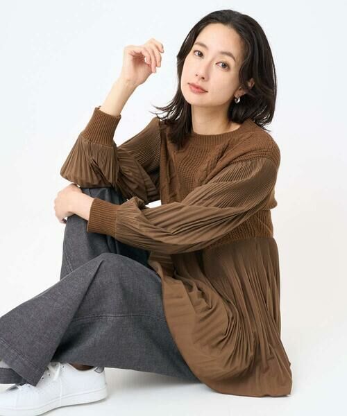 GEORGES RECH / ジョルジュ・レッシュ ニット・セーター | プリーツ切替ケーブルチュニックニット | 詳細3