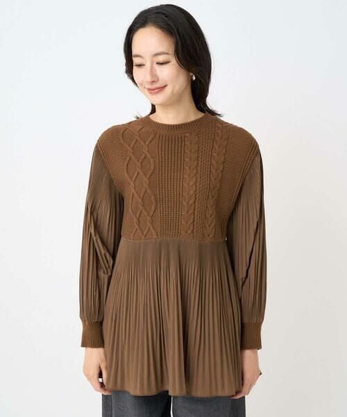 GEORGES RECH / ジョルジュ・レッシュ ニット・セーター | プリーツ切替ケーブルチュニックニット | 詳細4