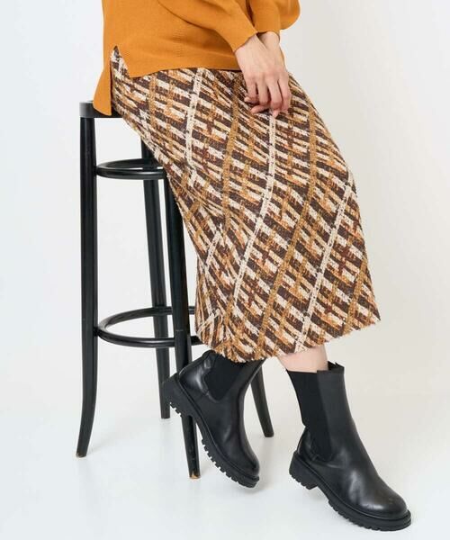 GEORGES RECH / ジョルジュ・レッシュ ロング・マキシ丈スカート | [日本製]フェザーナロータイトチェックスカート | 詳細1