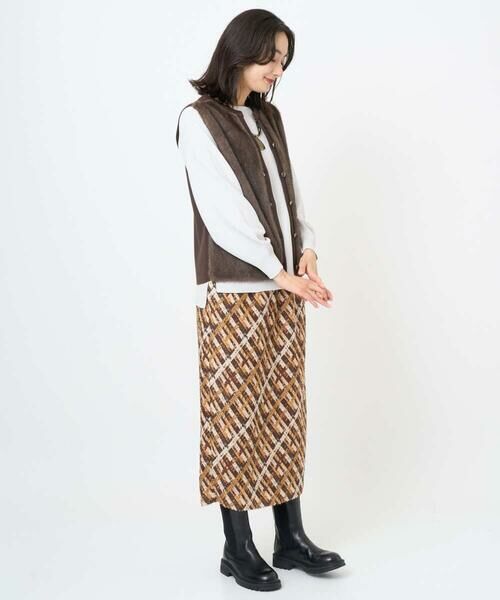 GEORGES RECH / ジョルジュ・レッシュ ロング・マキシ丈スカート | [日本製]フェザーナロータイトチェックスカート | 詳細13