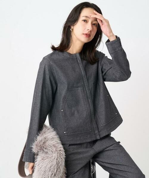 GEORGES RECH / ジョルジュ・レッシュ セットアップ | [セットアップ対応]ノーカラーブラックデニムブルゾン | 詳細2