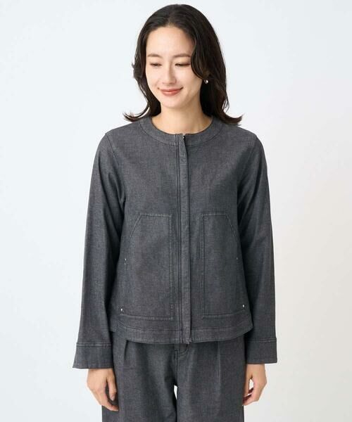 GEORGES RECH / ジョルジュ・レッシュ セットアップ | [セットアップ対応]ノーカラーブラックデニムブルゾン | 詳細3