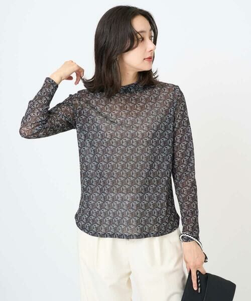 GEORGES RECH/ジョルジュ・レッシュ [日本製]シアーボトルネックロゴカットソー ブラック系 L