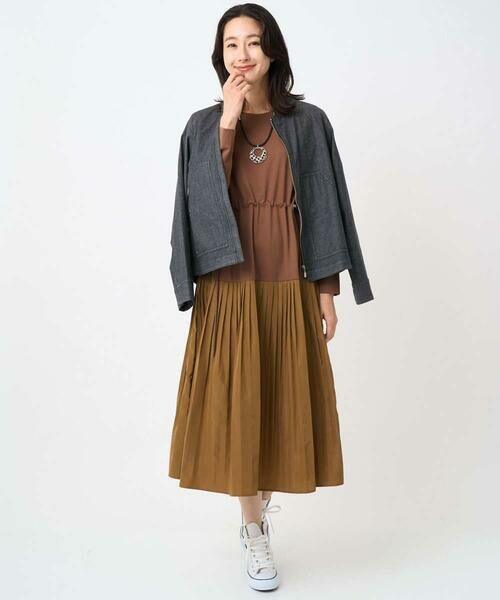 GEORGES RECH/ジョルジュ・レッシュ ジャージータフタコンビワンピース オレンジ M