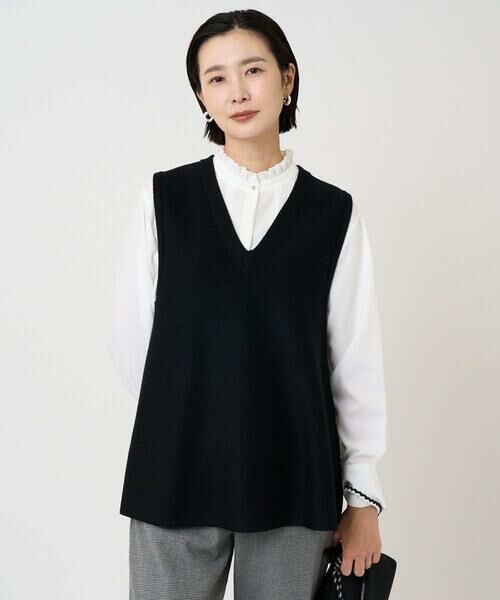 GEORGES RECH / ジョルジュ・レッシュ ベスト | [セットアップ対応]Vネックフレアニットベスト | 詳細1
