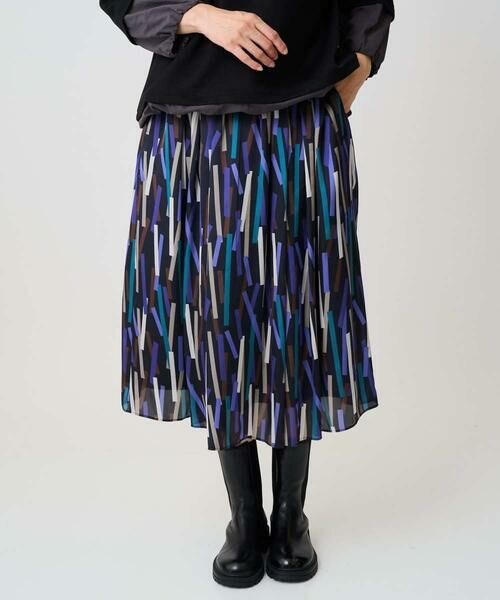 GEORGES RECH / ジョルジュ・レッシュ ロング・マキシ丈スカート | [日本製]ジオメトリックプリントフレアスカート | 詳細1