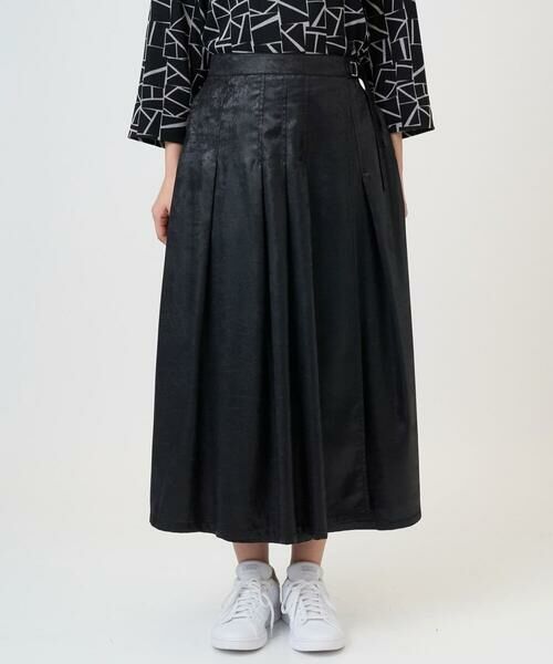 GEORGES RECH / ジョルジュ・レッシュ ロング・マキシ丈スカート | フェイクレザーランダムタックスカート | 詳細1