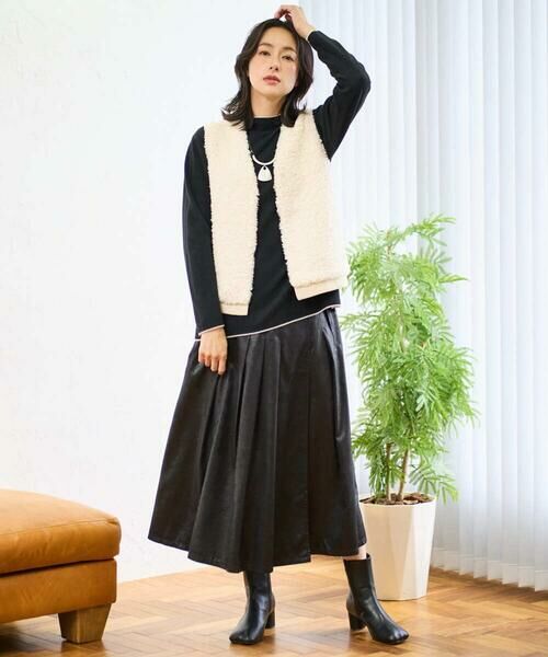 GEORGES RECH / ジョルジュ・レッシュ ロング・マキシ丈スカート | フェイクレザーランダムタックスカート | 詳細9
