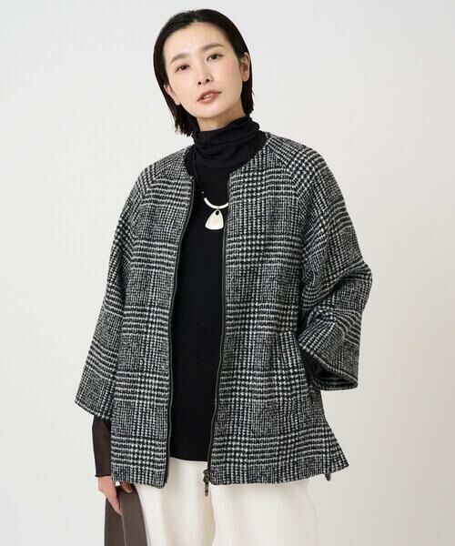 GEORGES RECH / ジョルジュ・レッシュ セットアップ | シルクウールグレンチェックポンチョジャケット | 詳細1