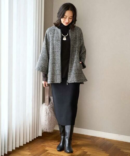 GEORGES RECH / ジョルジュ・レッシュ セットアップ | シルクウールグレンチェックポンチョジャケット | 詳細16