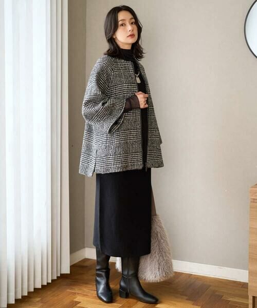 GEORGES RECH / ジョルジュ・レッシュ セットアップ | シルクウールグレンチェックポンチョジャケット | 詳細17