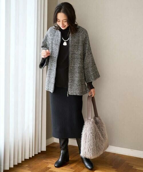 GEORGES RECH / ジョルジュ・レッシュ セットアップ | シルクウールグレンチェックポンチョジャケット | 詳細18