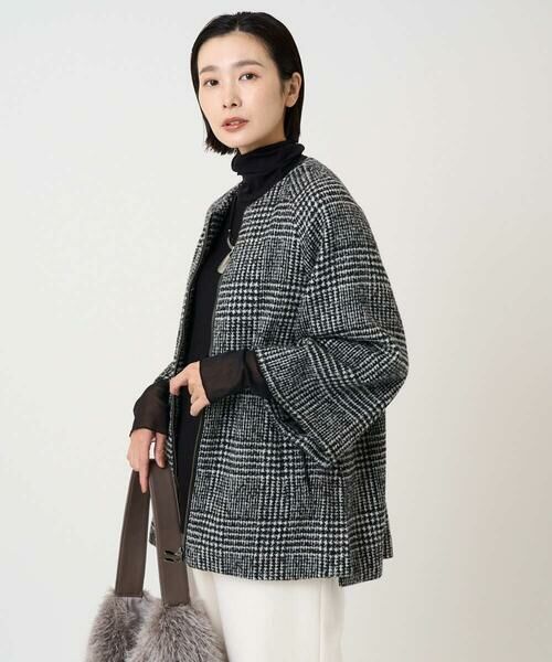 GEORGES RECH / ジョルジュ・レッシュ セットアップ | シルクウールグレンチェックポンチョジャケット | 詳細2