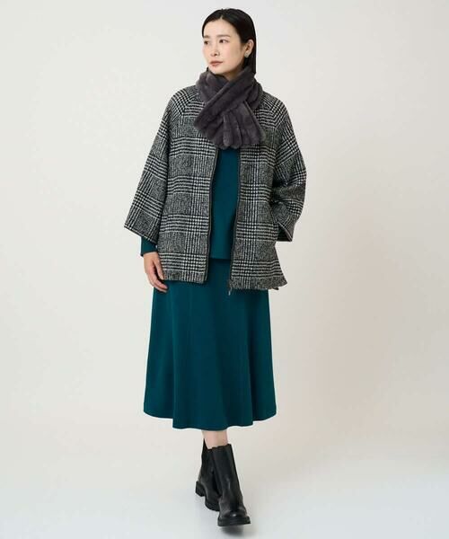 GEORGES RECH / ジョルジュ・レッシュ セットアップ | シルクウールグレンチェックポンチョジャケット | 詳細22