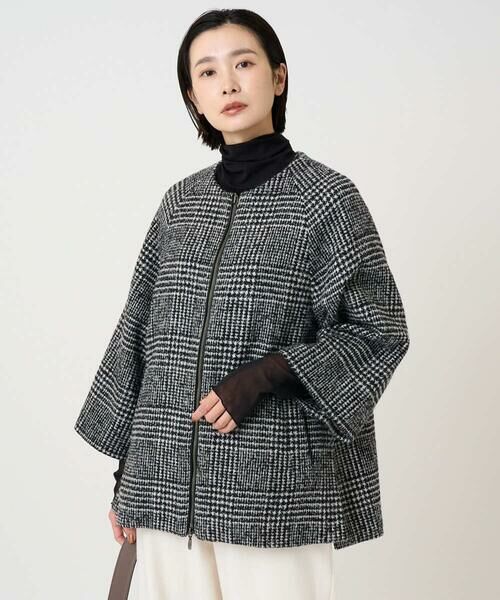 GEORGES RECH / ジョルジュ・レッシュ セットアップ | シルクウールグレンチェックポンチョジャケット | 詳細4