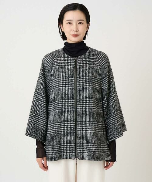 GEORGES RECH / ジョルジュ・レッシュ セットアップ | シルクウールグレンチェックポンチョジャケット | 詳細5