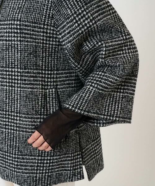 GEORGES RECH / ジョルジュ・レッシュ セットアップ | シルクウールグレンチェックポンチョジャケット | 詳細9