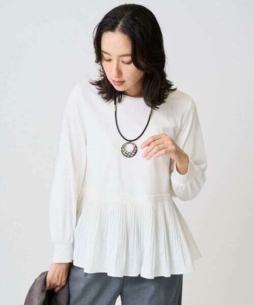 GEORGES RECH / ジョルジュ・レッシュ カットソー | プリーツ切替プルオーバー(ホワイト)