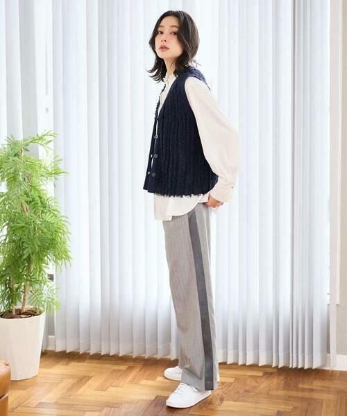 GEORGES RECH / ジョルジュ・レッシュ その他パンツ | [日本製]サイドラインウールストライプワイドパンツ | 詳細16