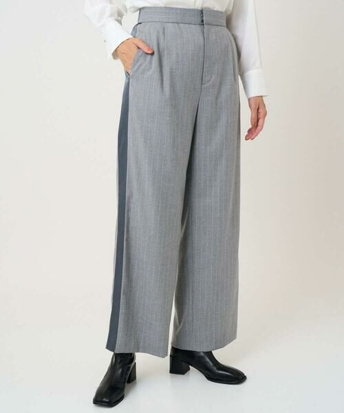 GEORGES RECH / ジョルジュ・レッシュ その他パンツ | [日本製]サイドラインウールストライプワイドパンツ | 詳細2