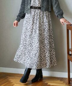 GEORGES RECH / ジョルジュ・レッシュ ロング・マキシ丈スカート | [日本製/セットアップ対応]レオパードギャザーフレアスカート