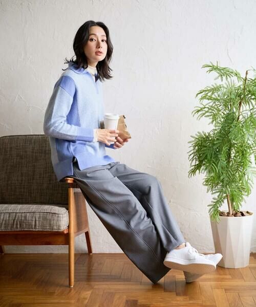 GEORGES RECH / ジョルジュ・レッシュ ニット・セーター | メランジブークレ襟付きニット | 詳細13