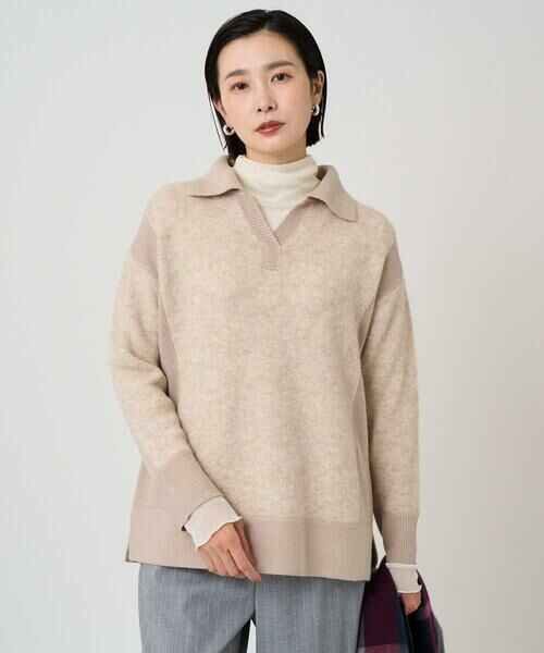 GEORGES RECH / ジョルジュ・レッシュ ニット・セーター | メランジブークレ襟付きニット | 詳細2