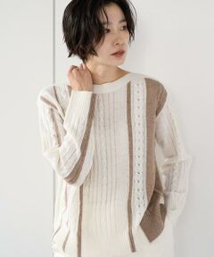 GEORGES RECH / ジョルジュ・レッシュ ニット・セーター | バイカラーボートネックケーブルニット