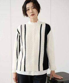 GEORGES RECH / ジョルジュ・レッシュ ニット・セーター | バイカラーボートネックケーブルニット