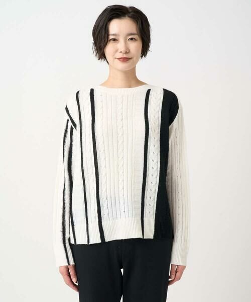 GEORGES RECH / ジョルジュ・レッシュ ニット・セーター | バイカラーボートネックケーブルニット | 詳細3